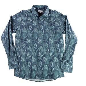 Eton Button Up Shirt Mens 16.5 L Contemporary Abstract Swirl Print Paisley